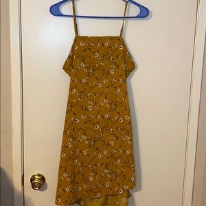 Open back mustard floral dress